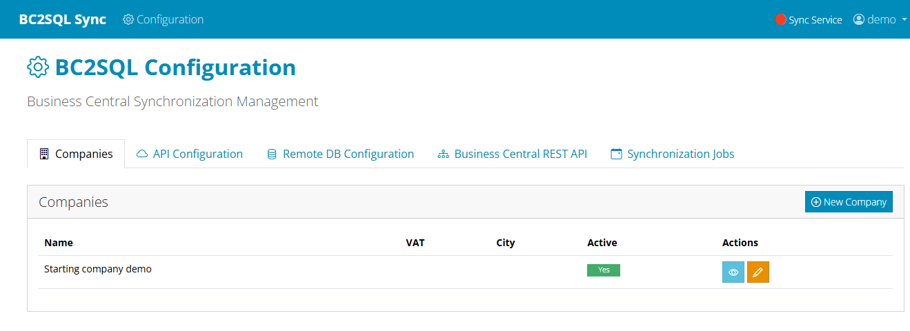 Company configuration